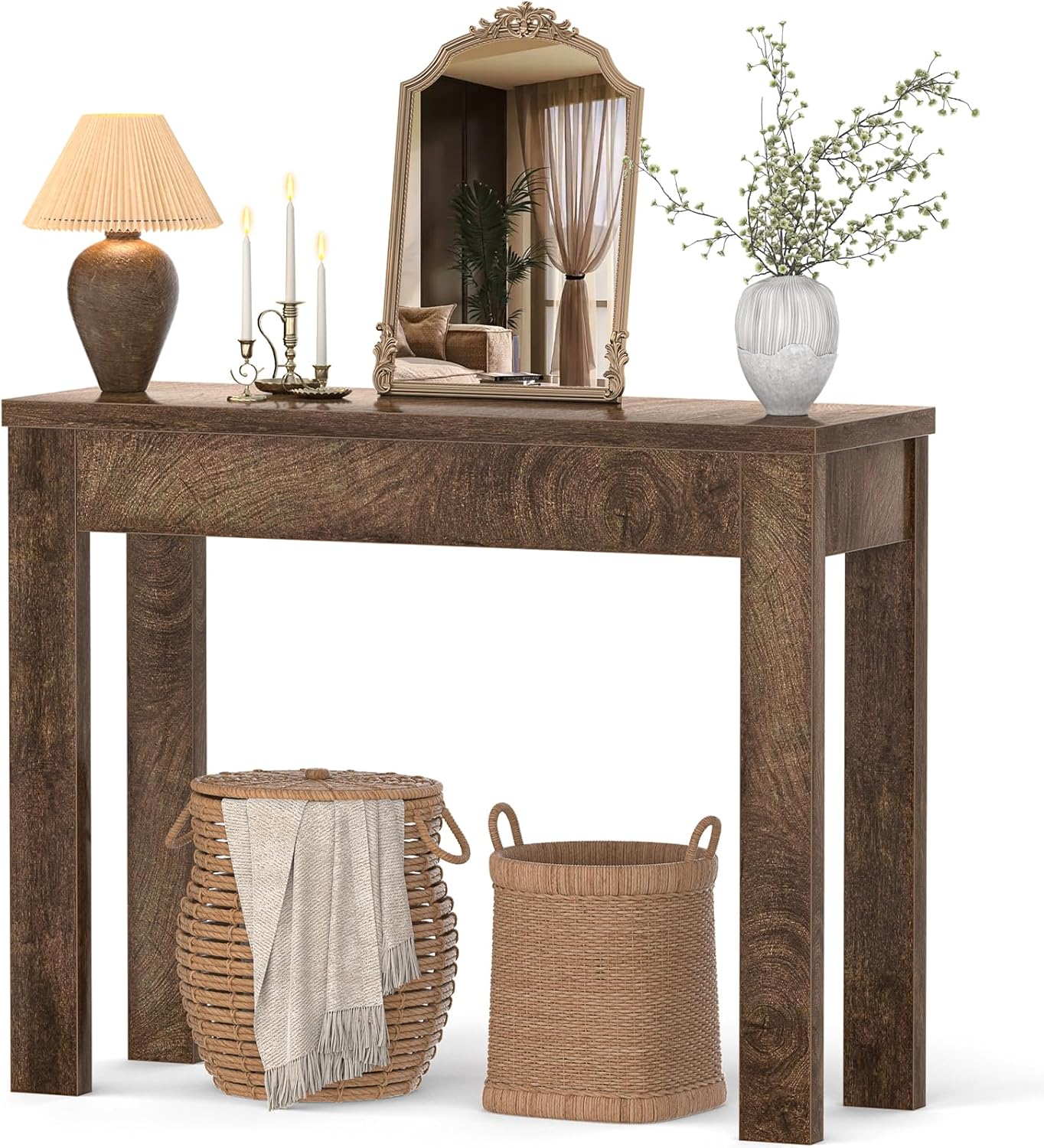 Armocity Console Table, Small Farmhouse Wood Entryway Table, Narrow Sofa Tables Behind Couch, Entry Table for Entrance, Hallway, Living Room, 32", Cracked Oak
