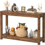 32" Washed Oak Farmhouse Narrow Console Table with Open Storage for Entryway Behind Sofa, Easy Assembly