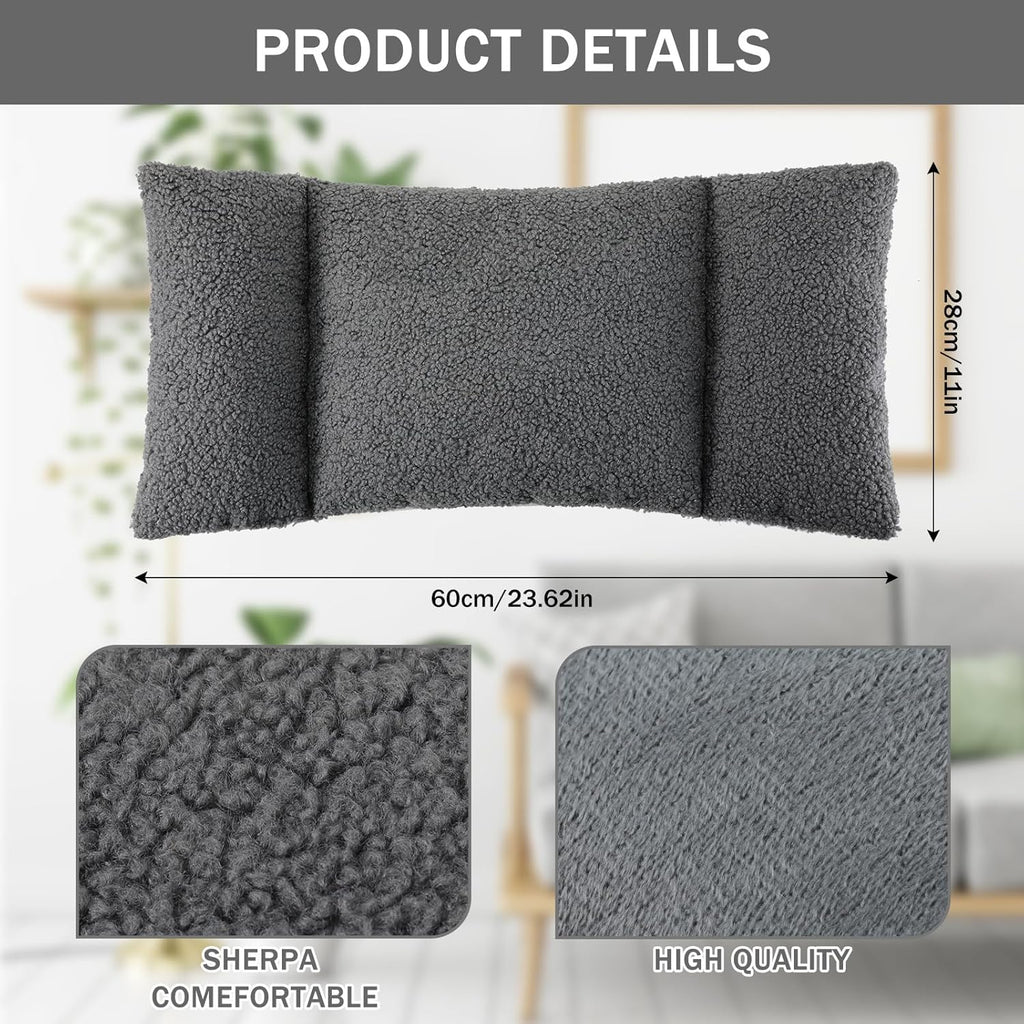 Queekay Fleece Lumbar Support Pillow 3 Section Back Pillow Office Chair for Back Support Comfortable Lumbar Cushion for Car Seat Pain Relief Sofa Rest(Dark Gray)