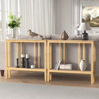 ELYKEN Bamboo 2-Tier Narrow Console Table, 36.2" Long Slim Sofa Table Behind Couch for Entryway, Hallway, Living Room, Natural