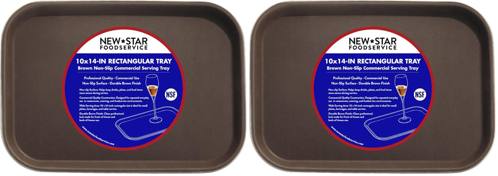 New Star Foodservice Restaurant Grade Non-Slip Tray, Plastic, Rubber Lined, Rectangular, 10-Inch x 14-Inch, Black