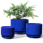 LE TAUCI Ceramic Plant Pots, 4.3+5.3+6.8 inch, Set of 3, Planters with Drainage Hole and Saucer, Indoor Flower Pot with Hole Mesh Pad, Gifts for Mom, Pink