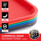 Stock Your Home Large Plastic Serving Trays for Fast Food (Set of 6) 16” x 12” Multicolor Cafeteria Tray for Lunch, Restaurant, Café, Craft Service Carts