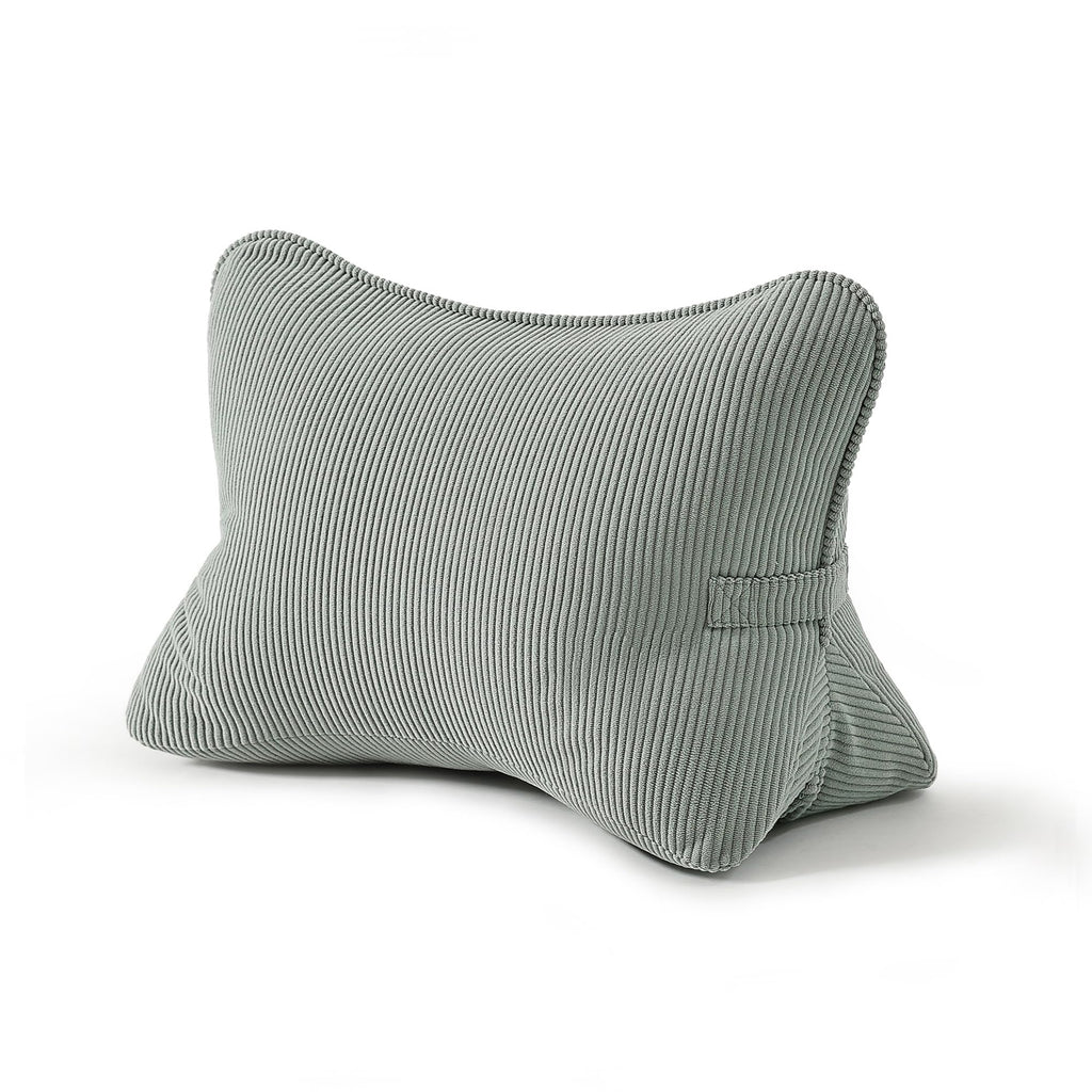 Pat. Pend. Corduroy Lumbar Support Back Pillow for Watching TV, Reading & Gaming, Ergonomic Triangle Support Cushion for Sofa, Armchair & Bed Sitting, Removable Washable Cover, Beige Gray