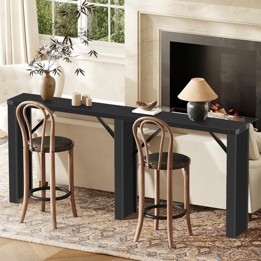 YATINEY Console Table, 70.8" Long Behind Couch Sofa Table, Entryway Table, Farmhouse Console Table for Narrow Spaces, Hallway, Living Room, Black CT31BB