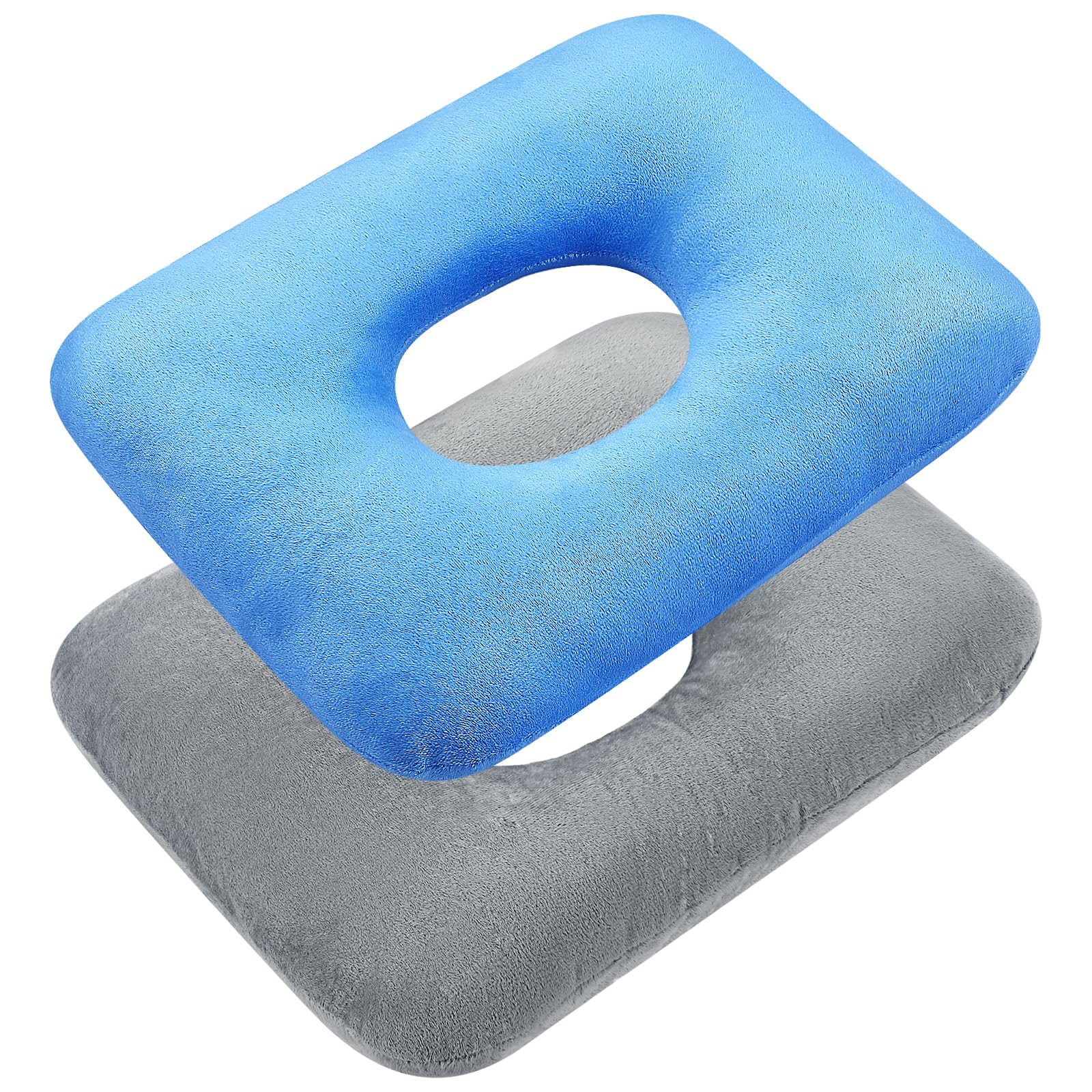 Sintuff 2 Pcs Sitting Donut Pillow for Tailbone Pain, Hemorrhoids, Bed Sores, Pregnancy, Pain Relief Seat Cushion Anti Decubitus Cushion Donut Shaped Postpartum Pillow for Home(Dark Gray, Blue)