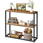 TIQLAB 29.5" Narrow Console Table with Shelves, White