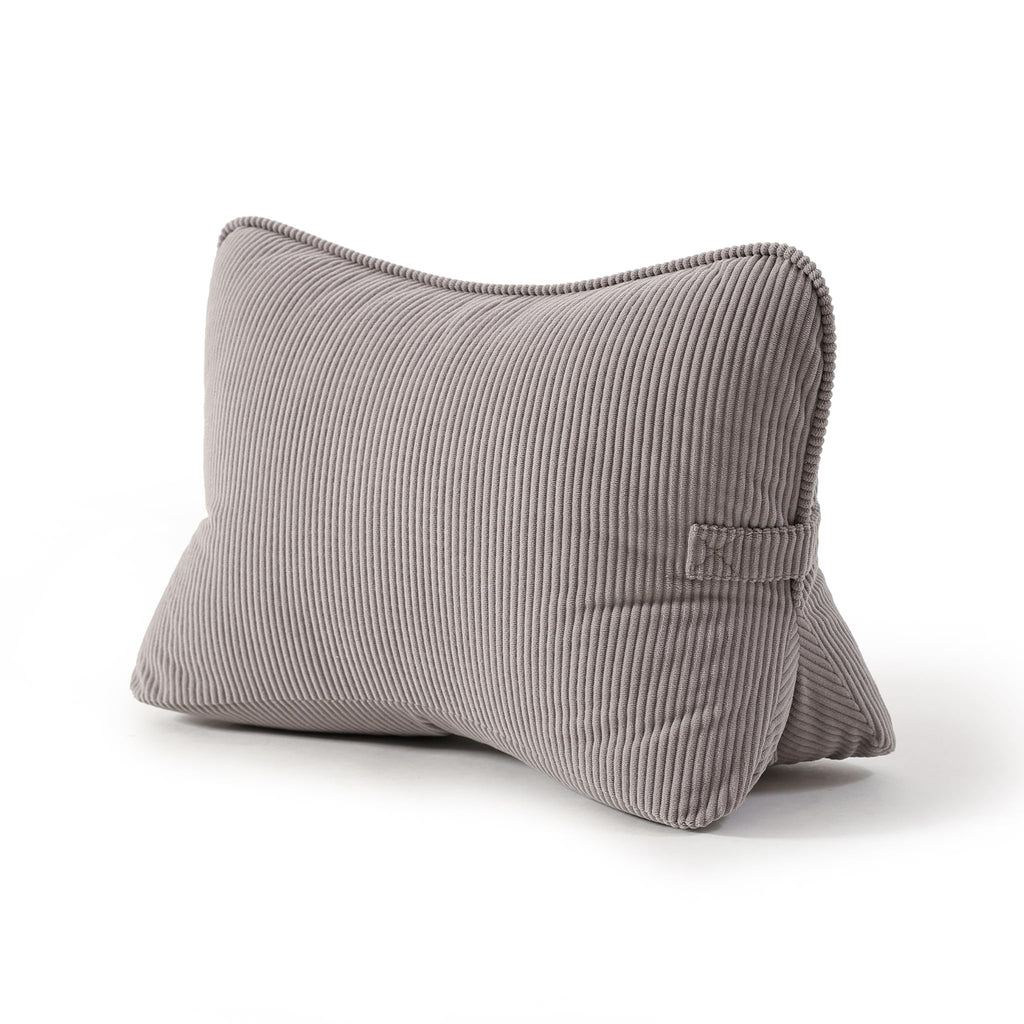 Pat. Pend. Corduroy Lumbar Support Back Pillow for Watching TV, Reading & Gaming, Ergonomic Triangle Support Cushion for Sofa, Armchair & Bed Sitting, Removable Washable Cover, Beige Gray
