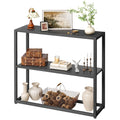 TIQLAB 29.5" Narrow Console Table with Shelves, White