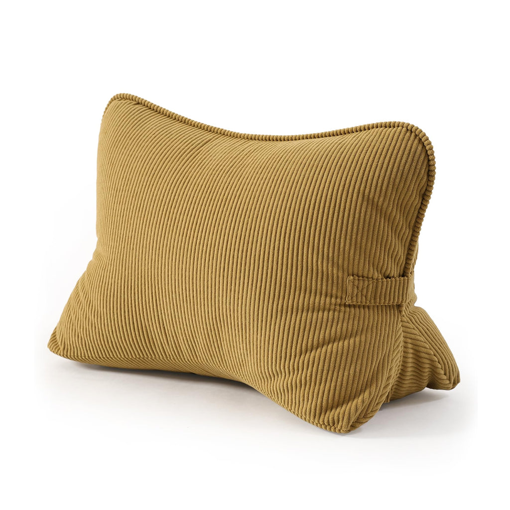 Pat. Pend. Corduroy Lumbar Support Back Pillow for Watching TV, Reading & Gaming, Ergonomic Triangle Support Cushion for Sofa, Armchair & Bed Sitting, Removable Washable Cover, Beige Gray