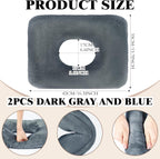 Sintuff 2 Pcs Sitting Donut Pillow for Tailbone Pain, Hemorrhoids, Bed Sores, Pregnancy, Pain Relief Seat Cushion Anti Decubitus Cushion Donut Shaped Postpartum Pillow for Home(Dark Gray, Blue)
