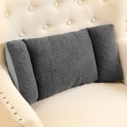 Queekay Fleece Lumbar Support Pillow 3 Section Back Pillow Office Chair for Back Support Comfortable Lumbar Cushion for Car Seat Pain Relief Sofa Rest(Dark Gray)