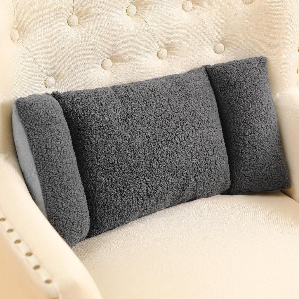 Queekay Fleece Lumbar Support Pillow 3 Section Back Pillow Office Chair for Back Support Comfortable Lumbar Cushion for Car Seat Pain Relief Sofa Rest(Dark Gray)