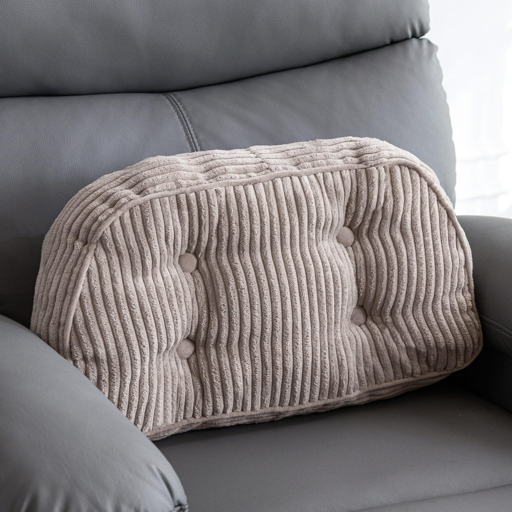 HIGOGOGO Lumbar Support Pillow for Recliner Chair/Accent Chair/Couch/Office Chair, Tufted Corduroy Back Support Cushion for Elderly, Recliner Cushions for Back Rest, Pain Relief, Reading, Beige