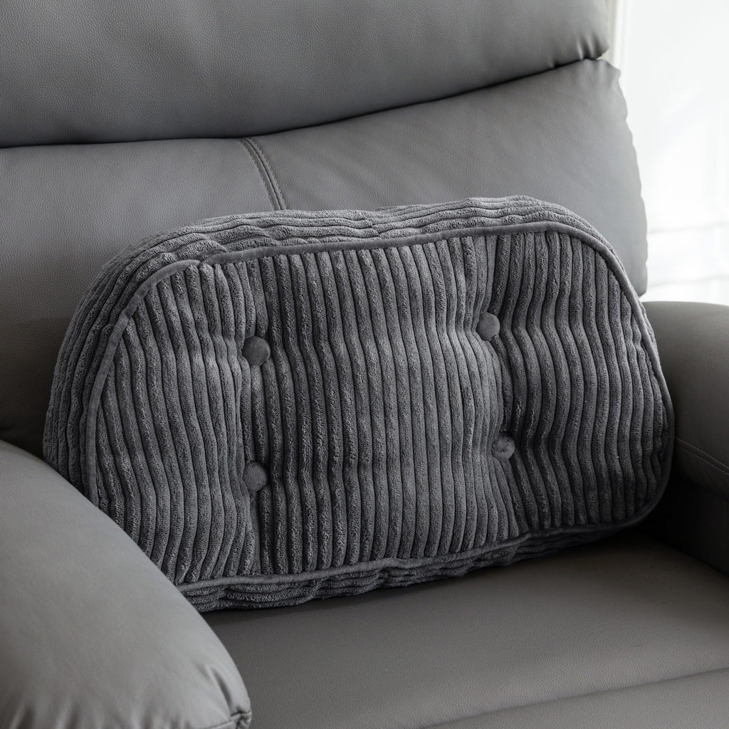 HIGOGOGO Lumbar Support Pillow for Recliner Chair/Accent Chair/Couch/Office Chair, Tufted Corduroy Back Support Cushion for Elderly, Recliner Cushions for Back Rest, Pain Relief, Reading, Beige