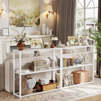 TIQLAB 29.5" Narrow Console Table with Shelves, White