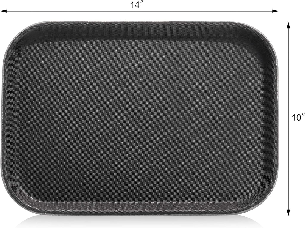 New Star Foodservice Restaurant Grade Non-Slip Tray, Plastic, Rubber Lined, Rectangular, 10-Inch x 14-Inch, Black