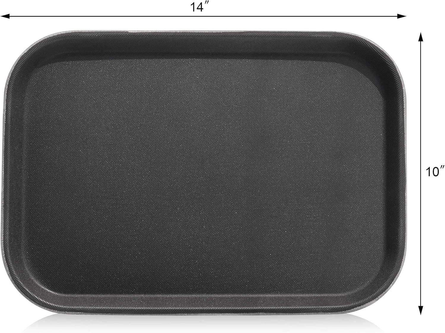 New Star Foodservice Restaurant Grade Non-Slip Tray, Plastic, Rubber Lined, Rectangular, 10-Inch x 14-Inch, Black