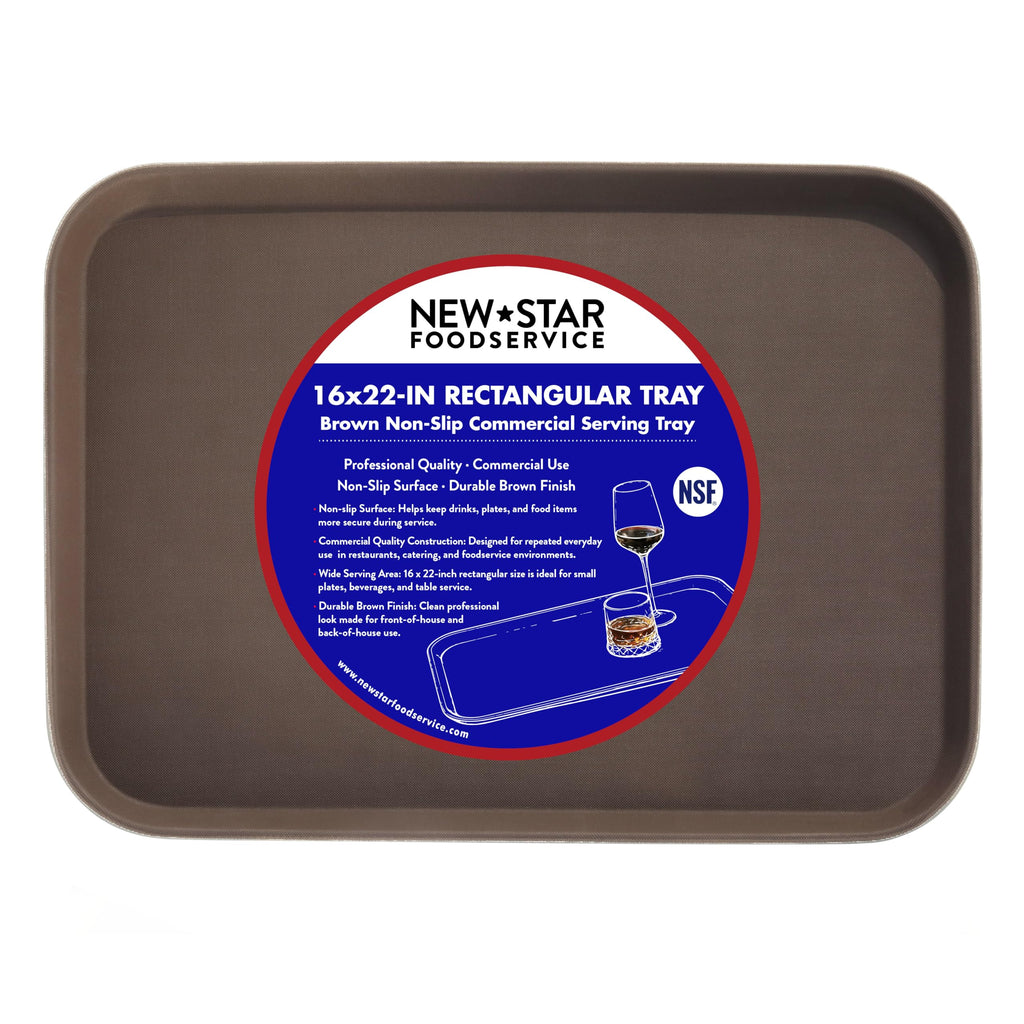New Star Foodservice Restaurant Grade Non-Slip Tray, Plastic, Rubber Lined, Rectangular, 10-Inch x 14-Inch, Black