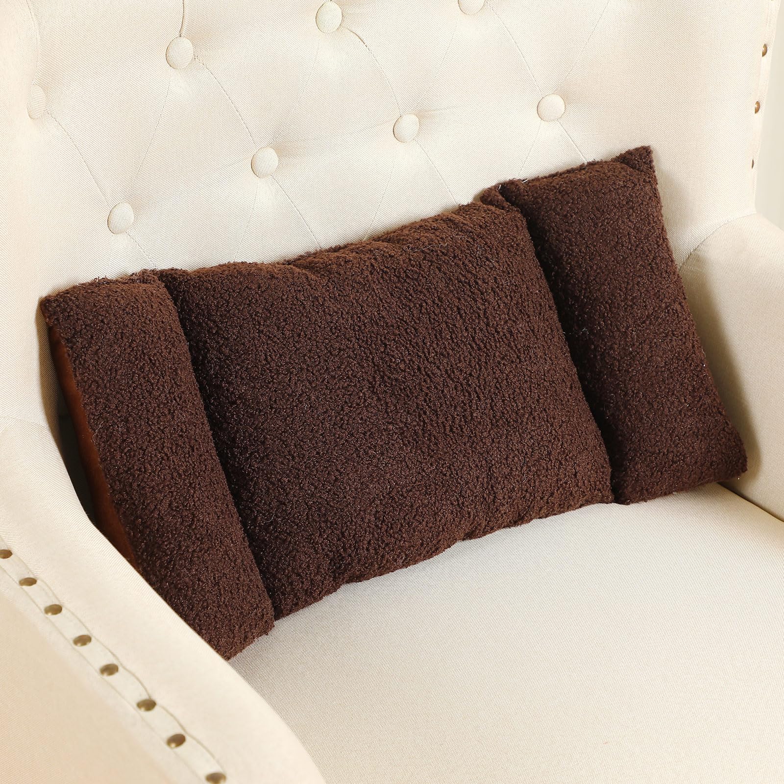 Queekay Fleece Lumbar Support Pillow 3 Section Back Pillow Office Chair for Back Support Comfortable Lumbar Cushion for Car Seat Pain Relief Sofa Rest(Gray)