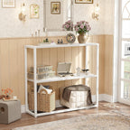 TIQLAB 29.5" Narrow Console Table with Shelves, White