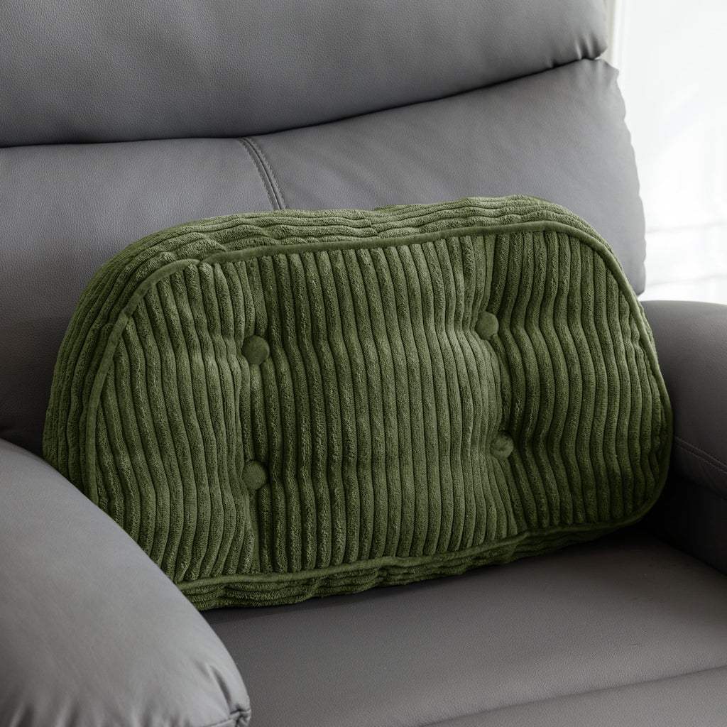 HIGOGOGO Lumbar Support Pillow for Recliner Chair/Accent Chair/Couch/Office Chair, Tufted Corduroy Back Support Cushion for Elderly, Recliner Cushions for Back Rest, Pain Relief, Reading, Beige