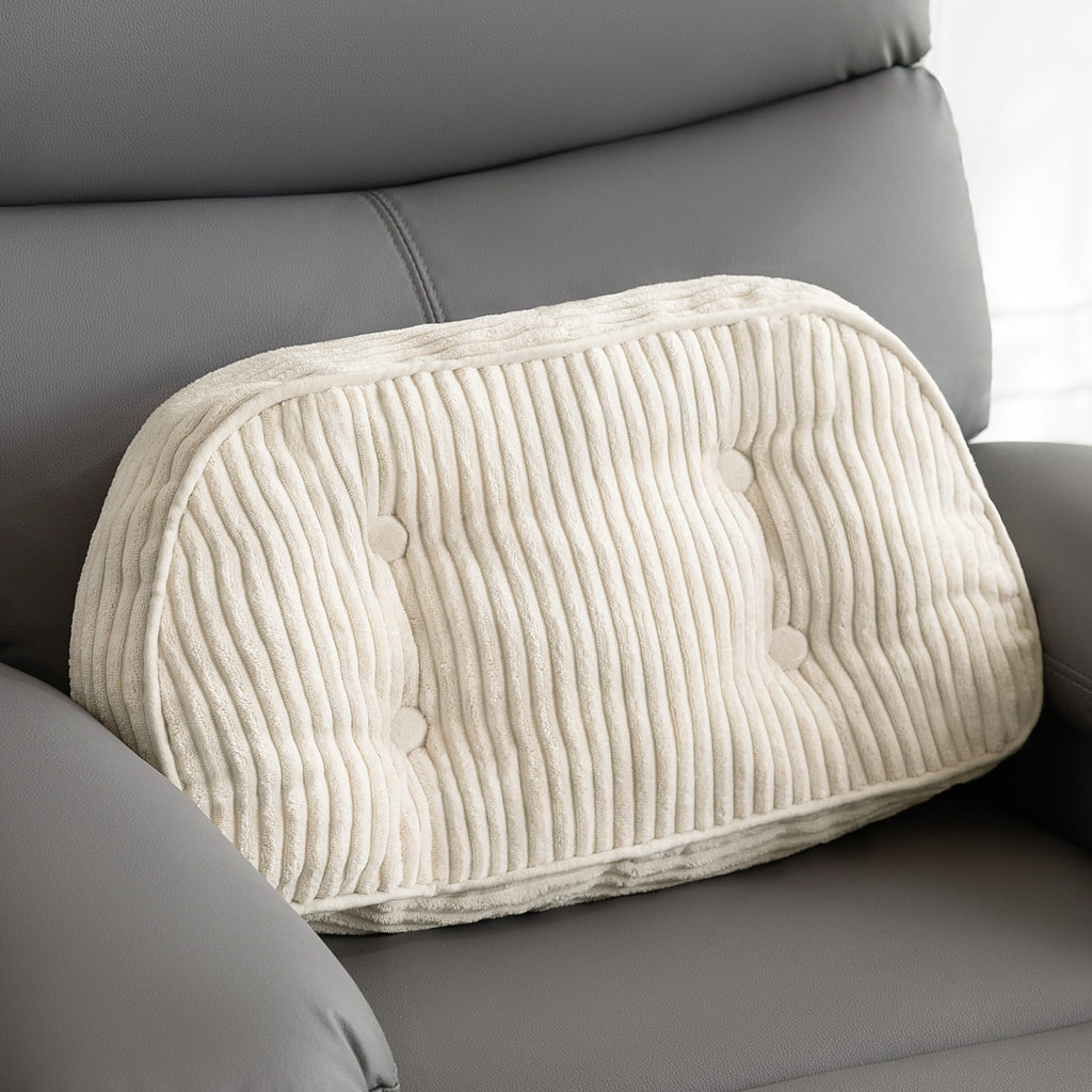 HIGOGOGO Lumbar Support Pillow for Recliner Chair/Accent Chair/Couch/Office Chair, Tufted Corduroy Back Support Cushion for Elderly, Recliner Cushions for Back Rest, Pain Relief, Reading, Beige