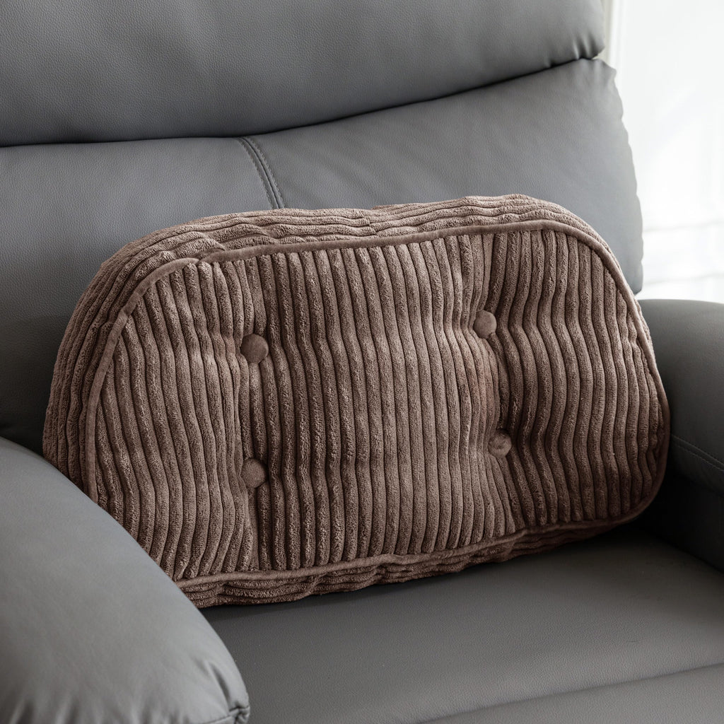 HIGOGOGO Lumbar Support Pillow for Recliner Chair/Accent Chair/Couch/Office Chair, Tufted Corduroy Back Support Cushion for Elderly, Recliner Cushions for Back Rest, Pain Relief, Reading, Beige