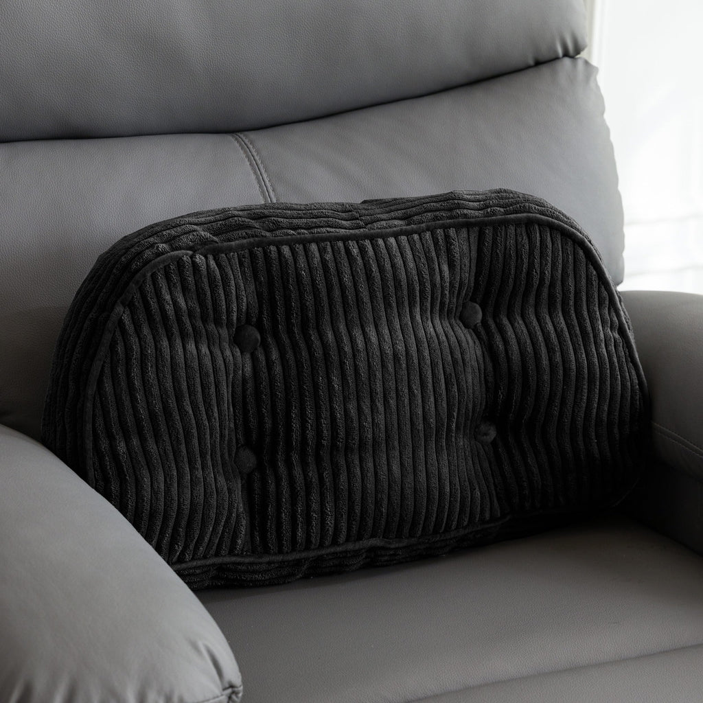 HIGOGOGO Lumbar Support Pillow for Recliner Chair/Accent Chair/Couch/Office Chair, Tufted Corduroy Back Support Cushion for Elderly, Recliner Cushions for Back Rest, Pain Relief, Reading, Beige