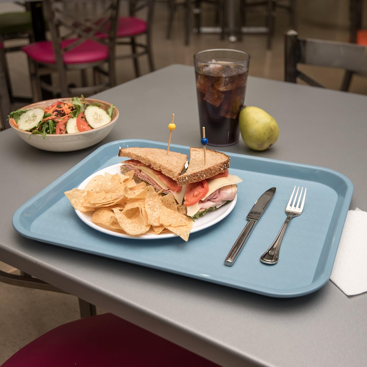 Carlisle FoodService Products Café Cafeteria Tray, Fast Food Tray for Restaurant or Commercial Use, 14" x 18", 1 Count, Slate Blue