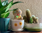 Ton Sin Ceramic Plant Pots for Indoor Houseplants, Cute Decorative Flower Planters with Drainage Holes & Matching Saucers, Hand-Painted Yellow Sunflower Design, 6.7/5.5/4.3 Inch Sizes