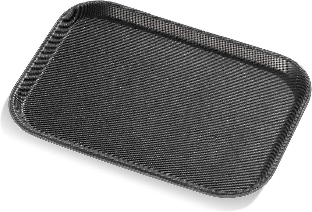 New Star Foodservice Restaurant Grade Non-Slip Tray, Plastic, Rubber Lined, Rectangular, 10-Inch x 14-Inch, Black