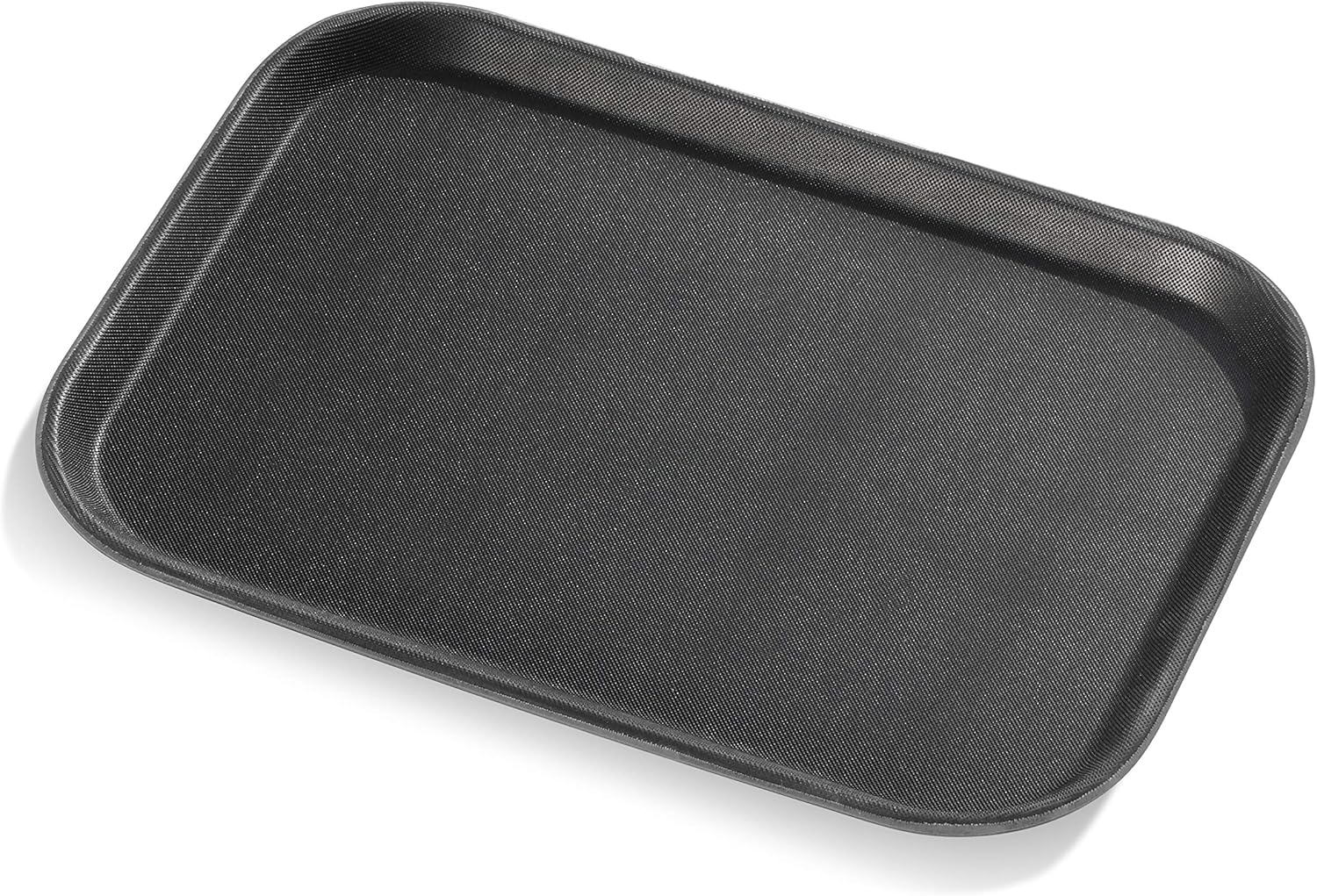 New Star Foodservice Restaurant Grade Non-Slip Tray, Plastic, Rubber Lined, Rectangular, 10-Inch x 14-Inch, Black